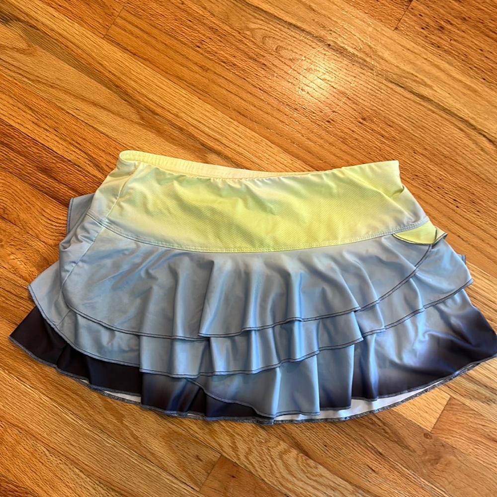 Lucky in Love Yellow and Blue Ruffled Mini Skort